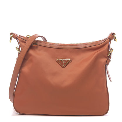 Prada Tessuto Nylon Saffiano Crossbody Bag Papaya 1 of 12