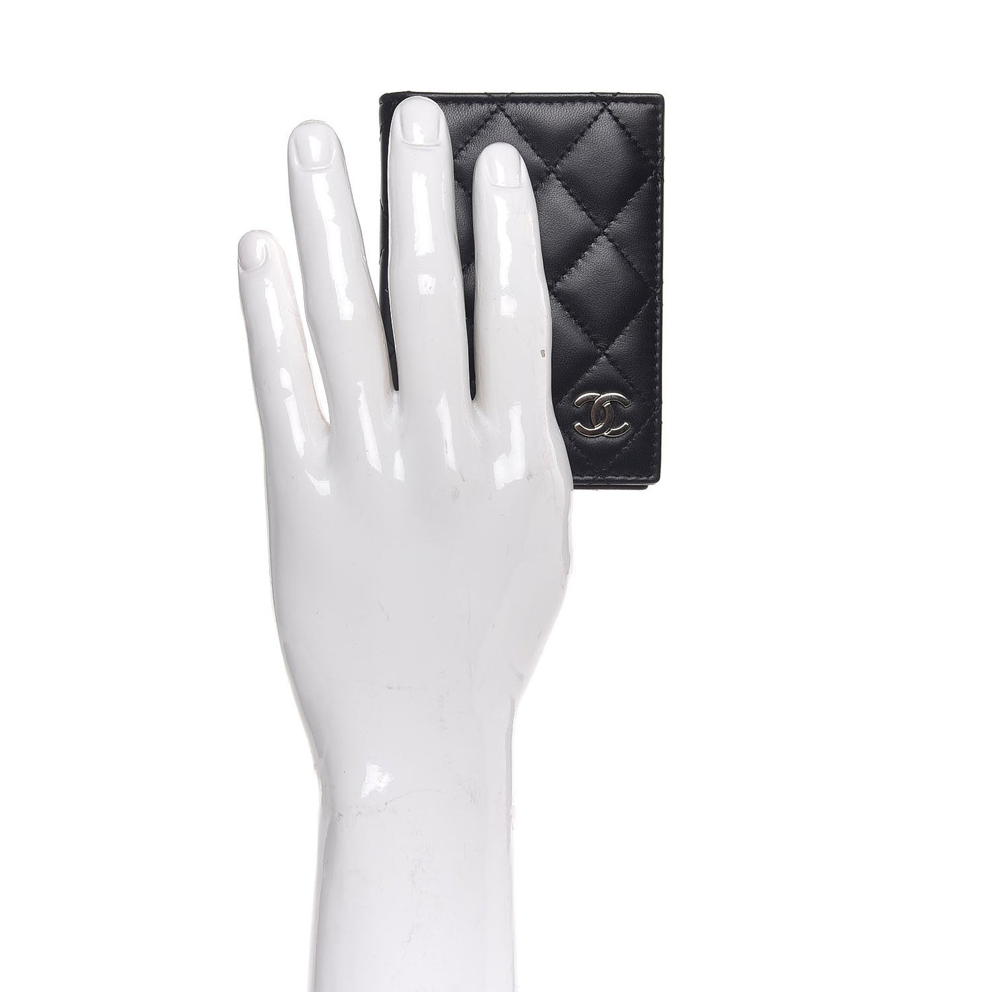 Lambskin Quilted Card Holder Wallet Black