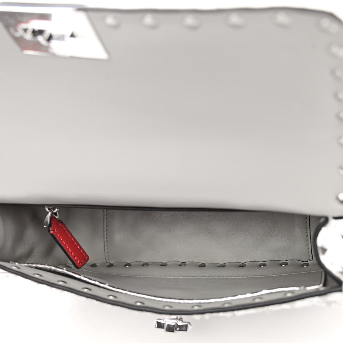 Metallic Watersnake Medium Rockstud Spike Shoulder Bag Silver