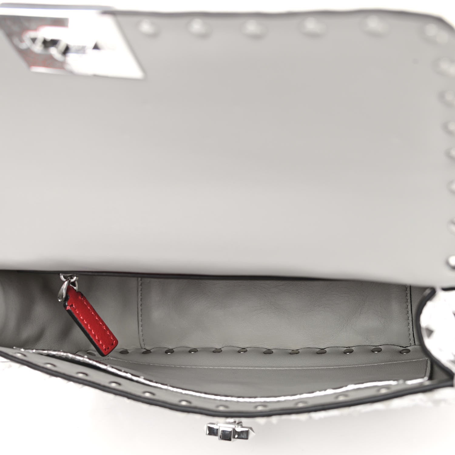 Valentino Garavani Metallic Watersnake Medium Rockstud Spike Shoulder Bag Silver 5 of 10