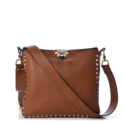 Valentino Garavani Pebbled Calfskin Small Rockstud Flip-Lock Messenger Bag Light Cuir 1 of 13