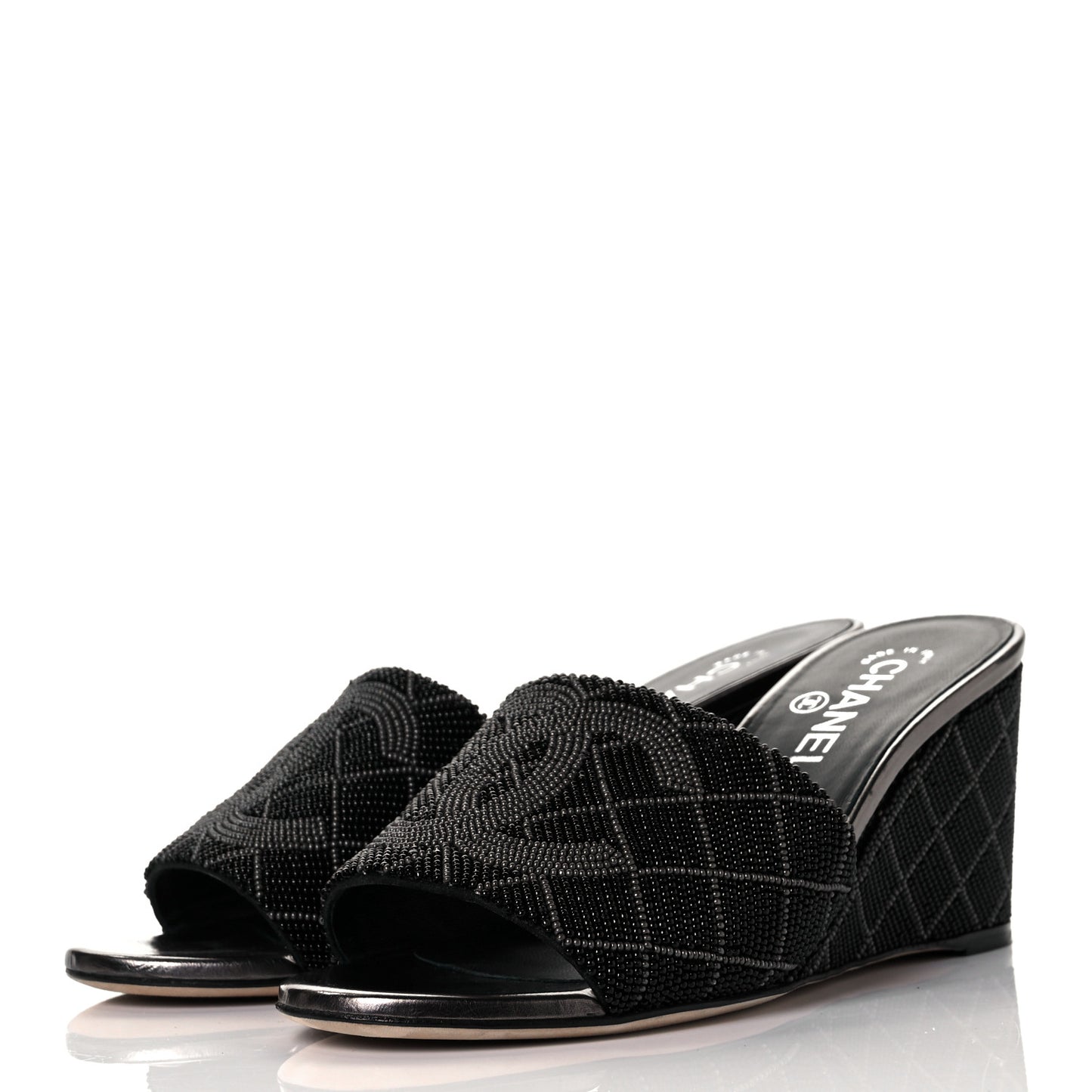 Beaded CC Mule Sandals 38.5 Black