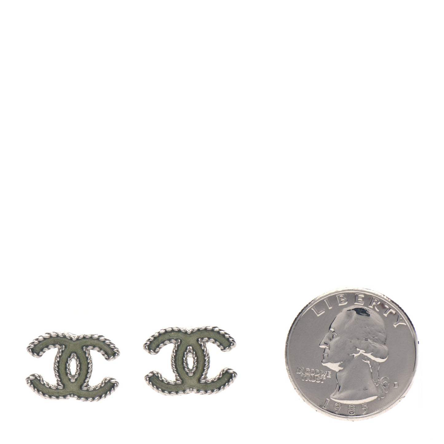 Enamel CC Earrings Light Green