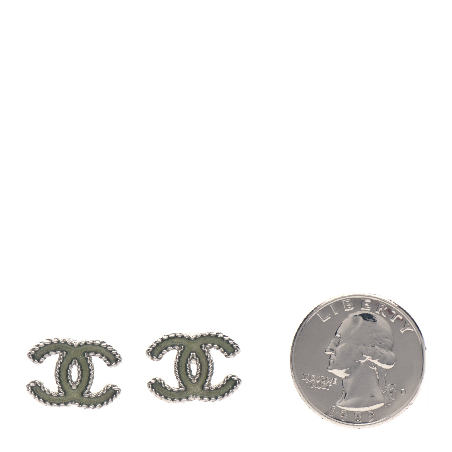 Chanel Enamel CC Earrings Light Green 2 of 4