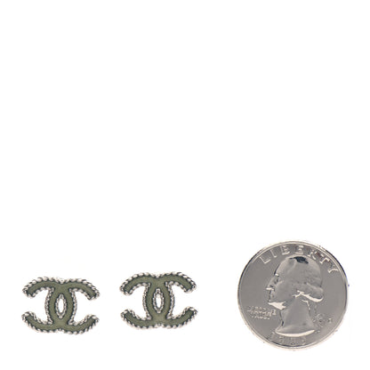 Chanel Enamel CC Earrings Light Green 2 of 4