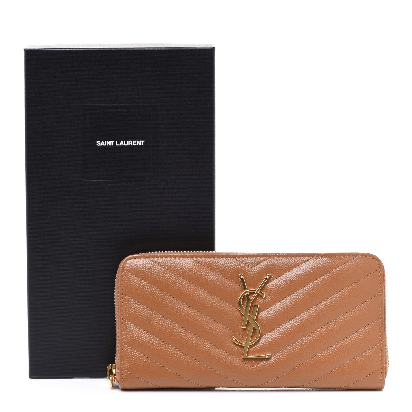 Grain De Poudre Matelasse Chevron Monogram Zip Around Wallet Naturel Dark