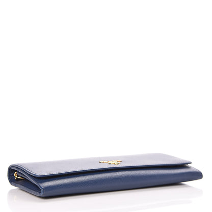 Prada Saffiano Metal Oro Chain Wallet Bleuette 4 of 9