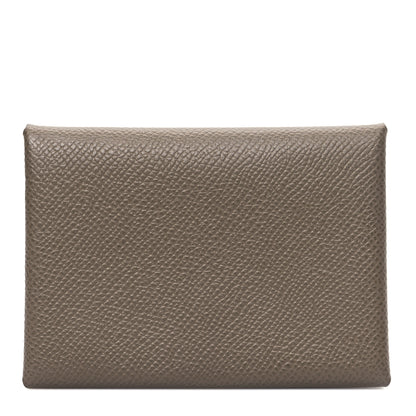 Hermes Epsom Calvi Duo Card Case Etoupe 1 of 9