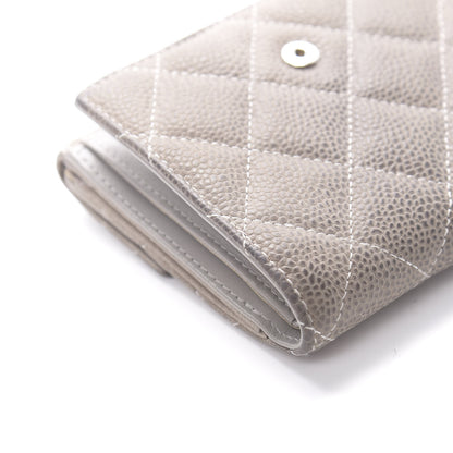 Chanel Iridescent Caviar Quilted Compact French Flap Wallet Grey 12 of 16