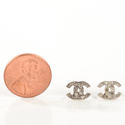 Chanel Crystal Timeless CC Earrings Silver 2 of 5
