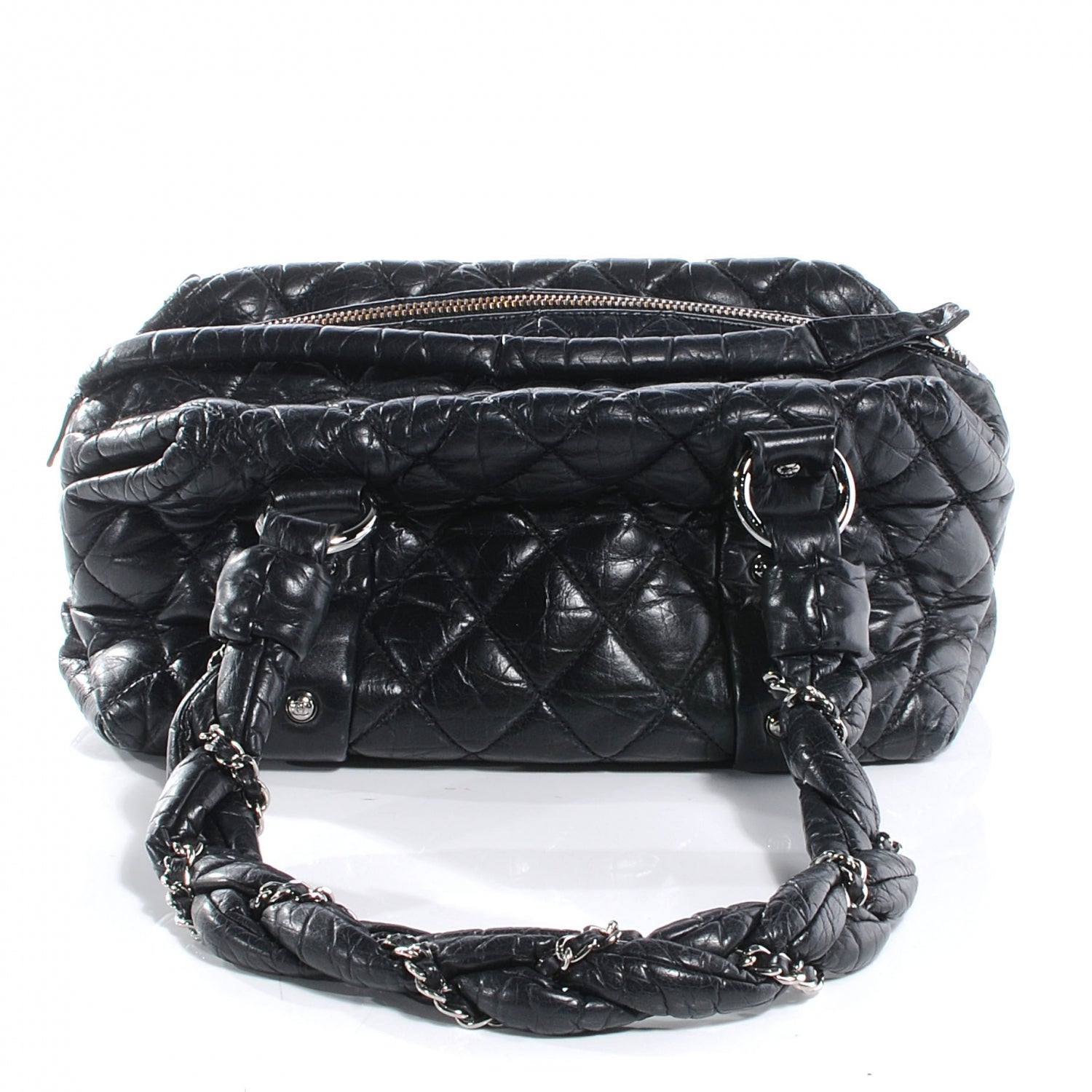 Chanel Distressed Lambskin Lady Braid Small Tote Black 7 of 8