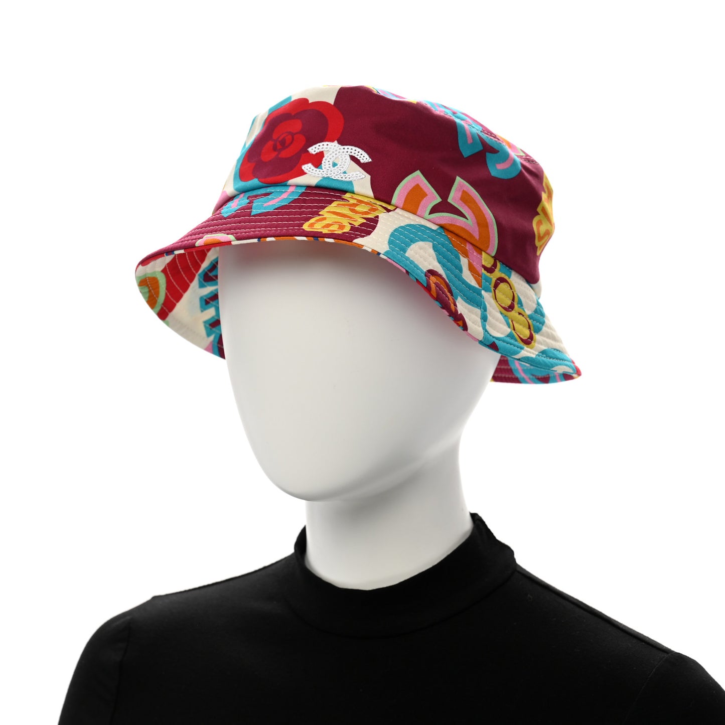 Cotton Cloche Bucket Hat L Pink Red White Turquoise