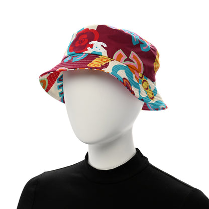Chanel Cotton Cloche Bucket Hat L Pink Red White Turquoise 2 of 9