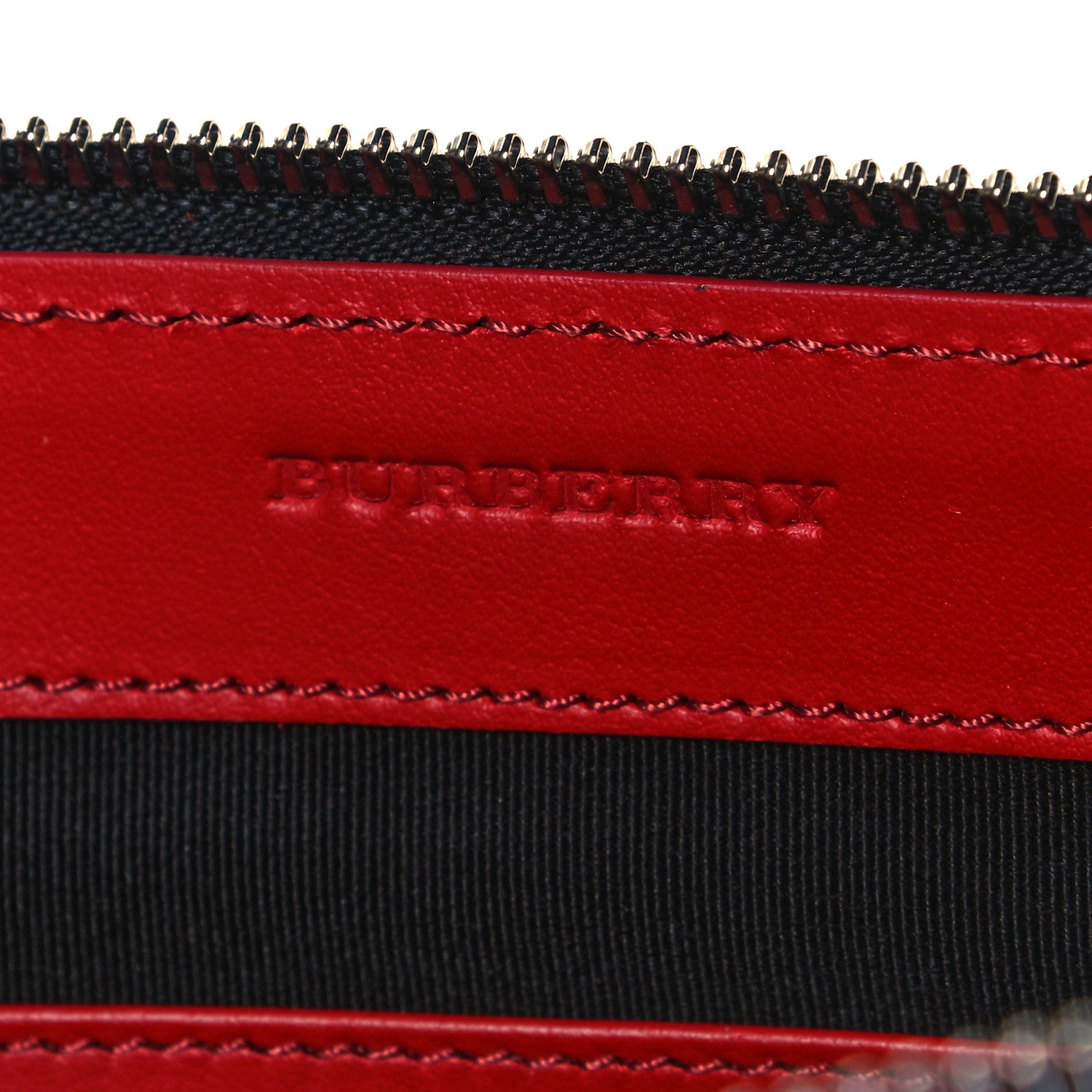 Burberry Calfskin Perforated Check Edin Zip Pouch Rust 5 of 7