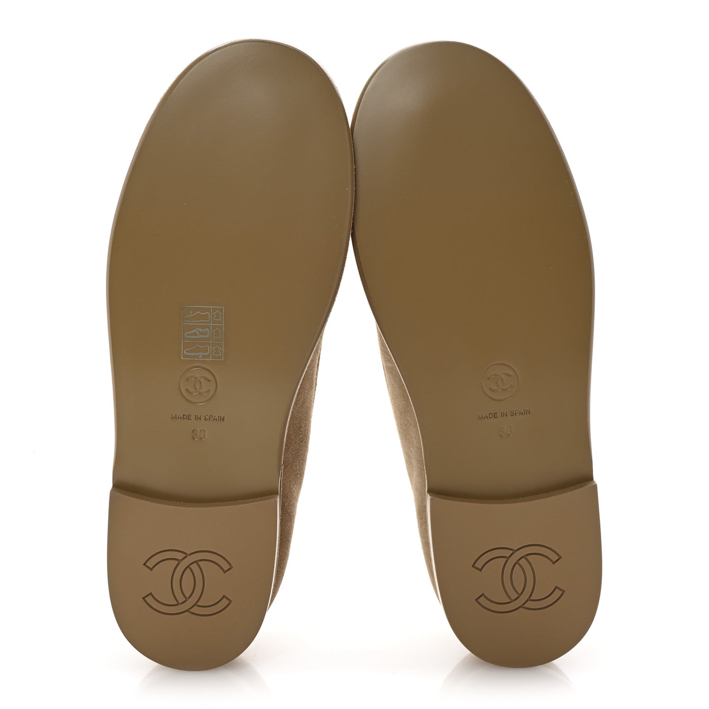 Suede Calfskin CC Loafers 36 Dark Beige
