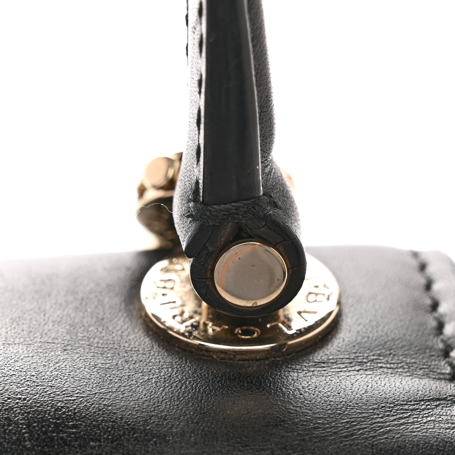 Bulgari Calfskin Studded Serpenti Forever Top Handle Black 12 of 15