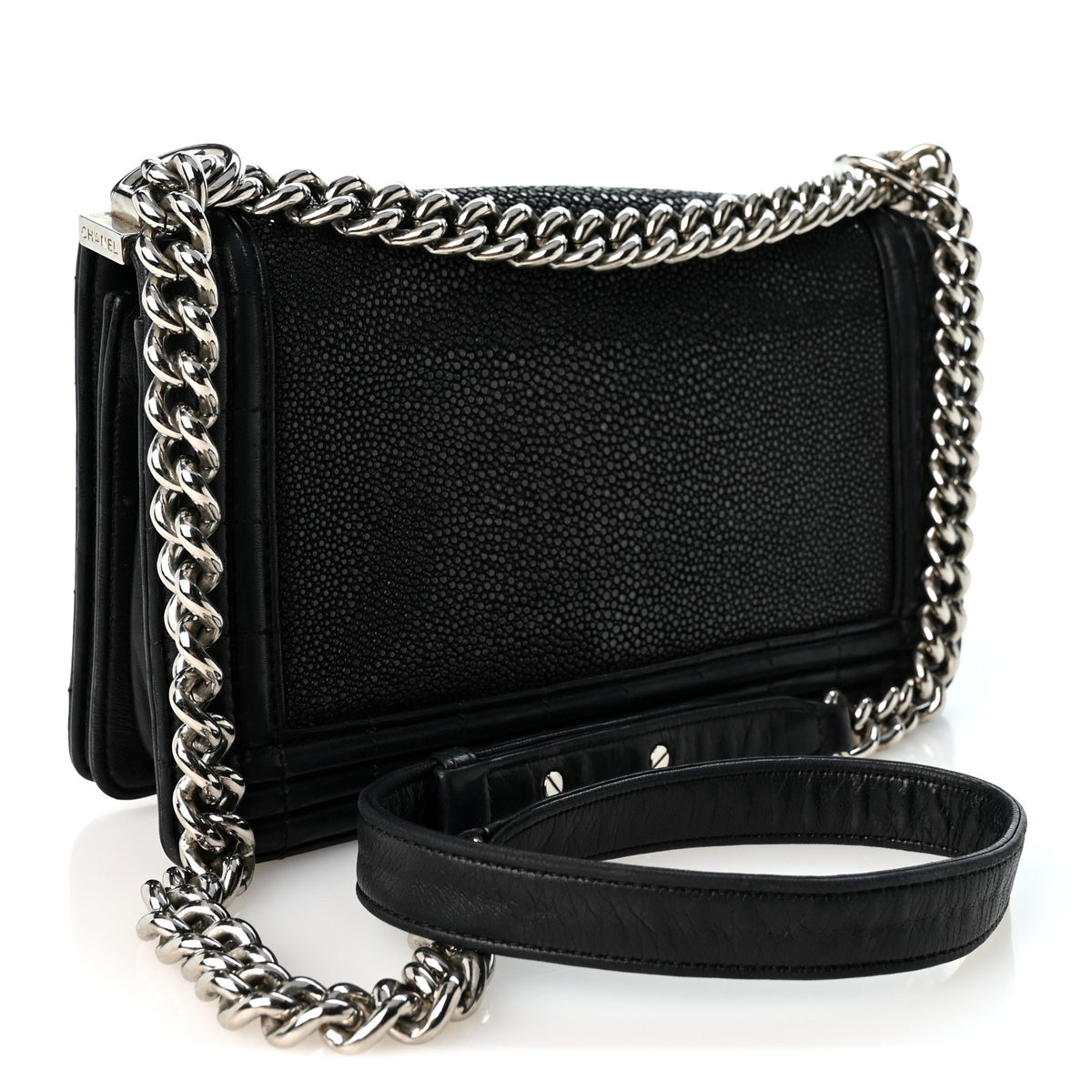 Chanel Galuchat Stingray Medium Boy Flap Black 3 of 10