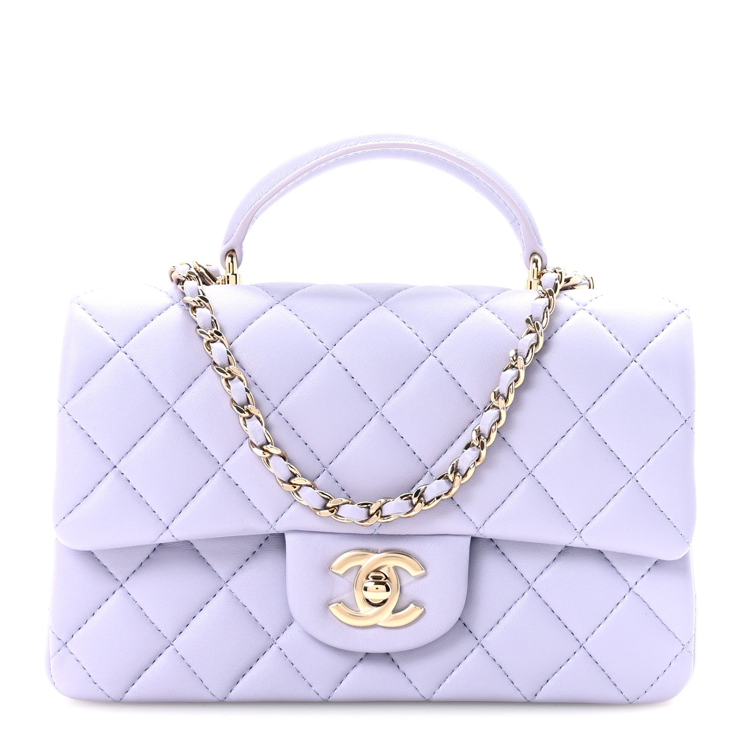 Chanel Lambskin Quilted Mini Top Handle Rectangular Flap Light Purple 1 of 11