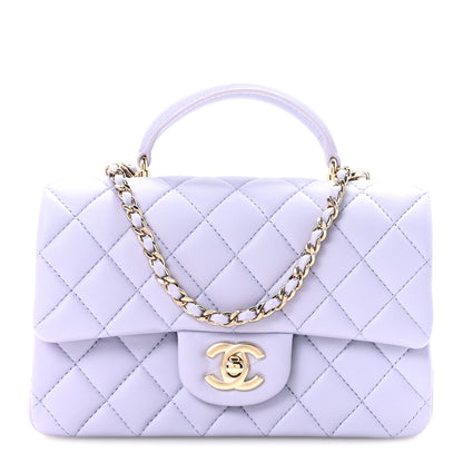 Chanel Lambskin Quilted Mini Top Handle Rectangular Flap Light Purple 1 of 11