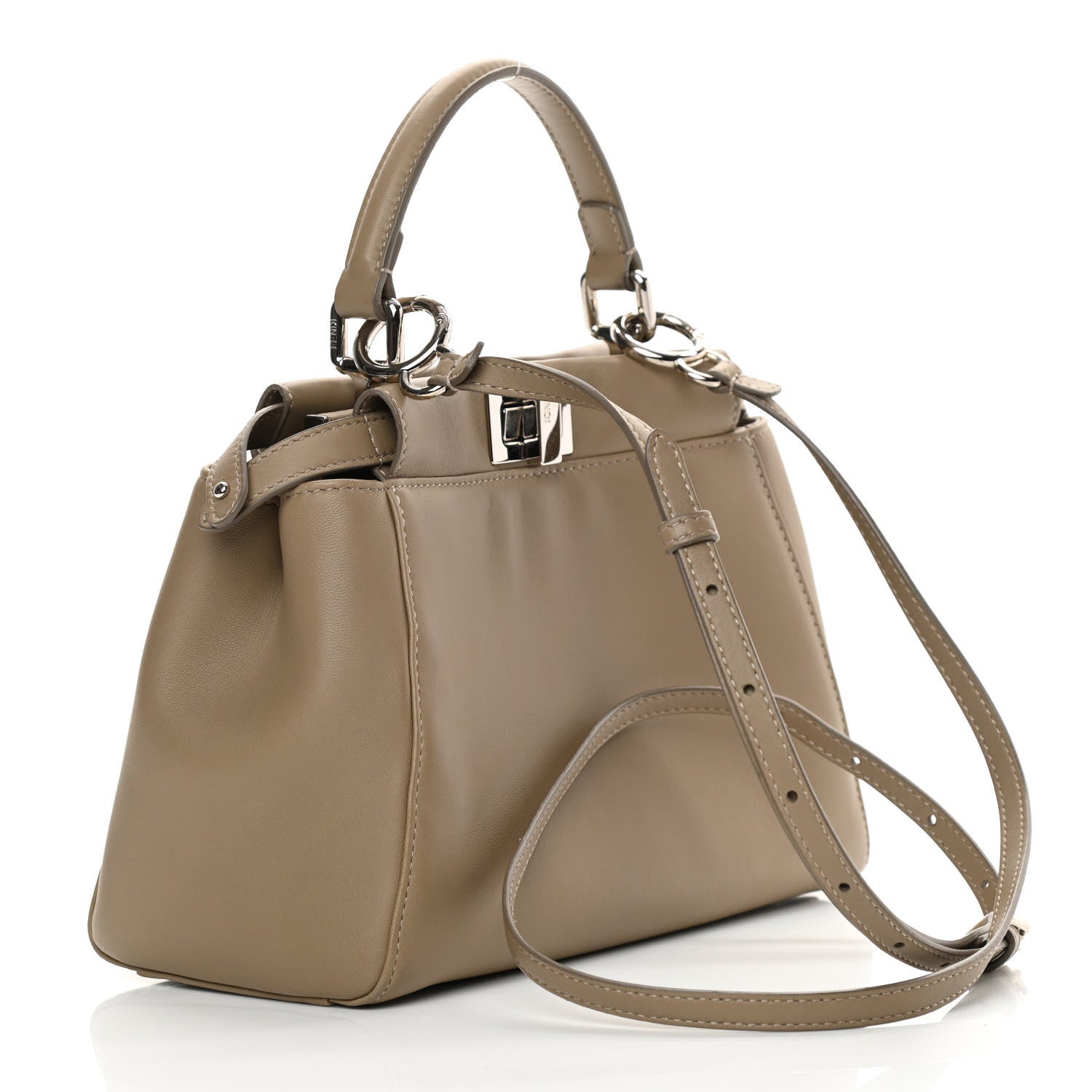Fendi Nappa Mini Peekaboo Iconic Satchel Tortora 3 of 13