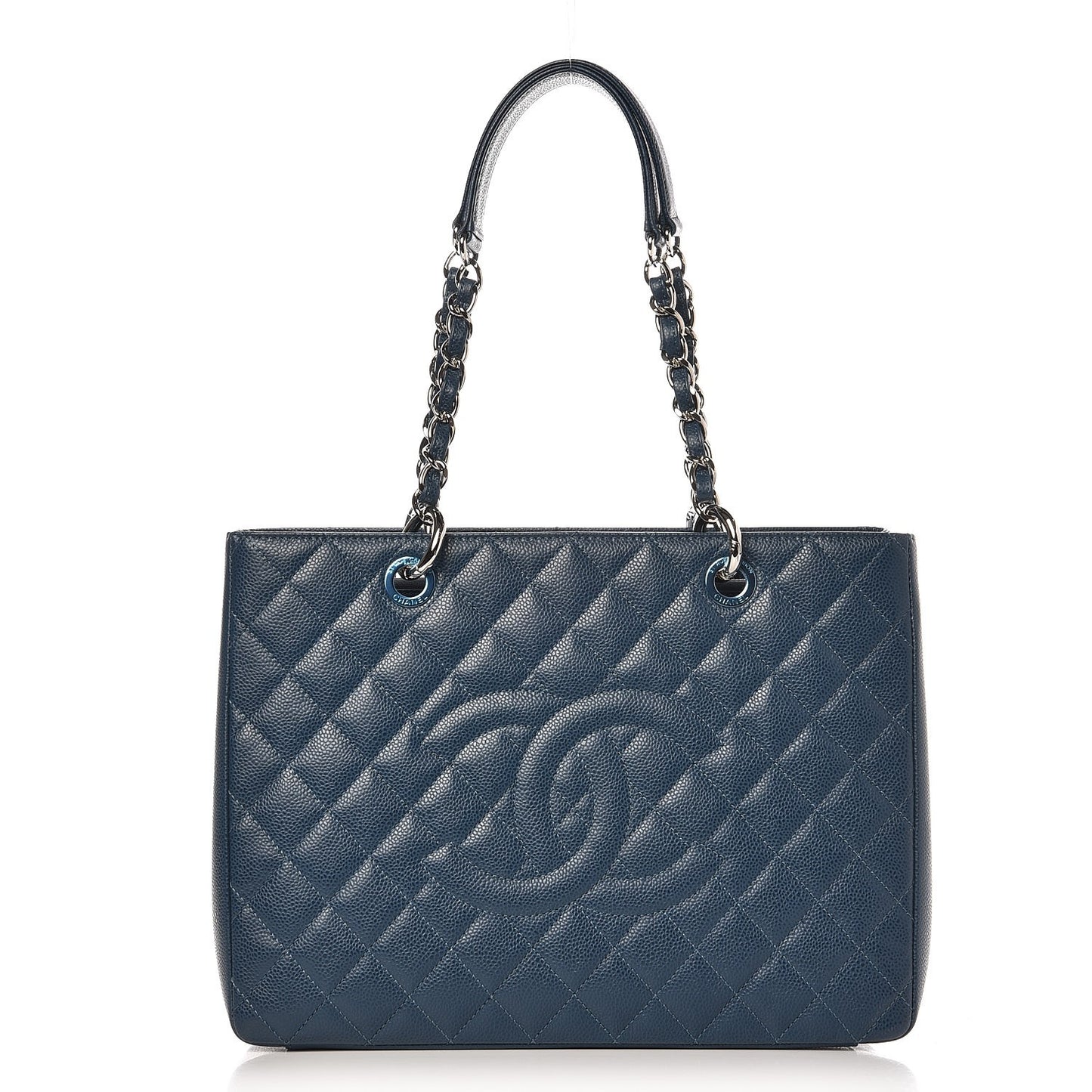 Caviar Quilted Grand Shopping Tote GST Dark Blue