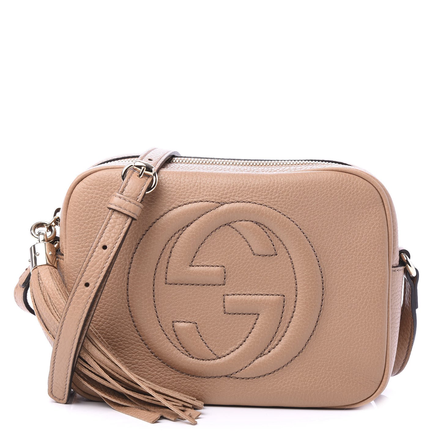 Pebbled Calfskin Small Soho Disco Bag Rose Beige