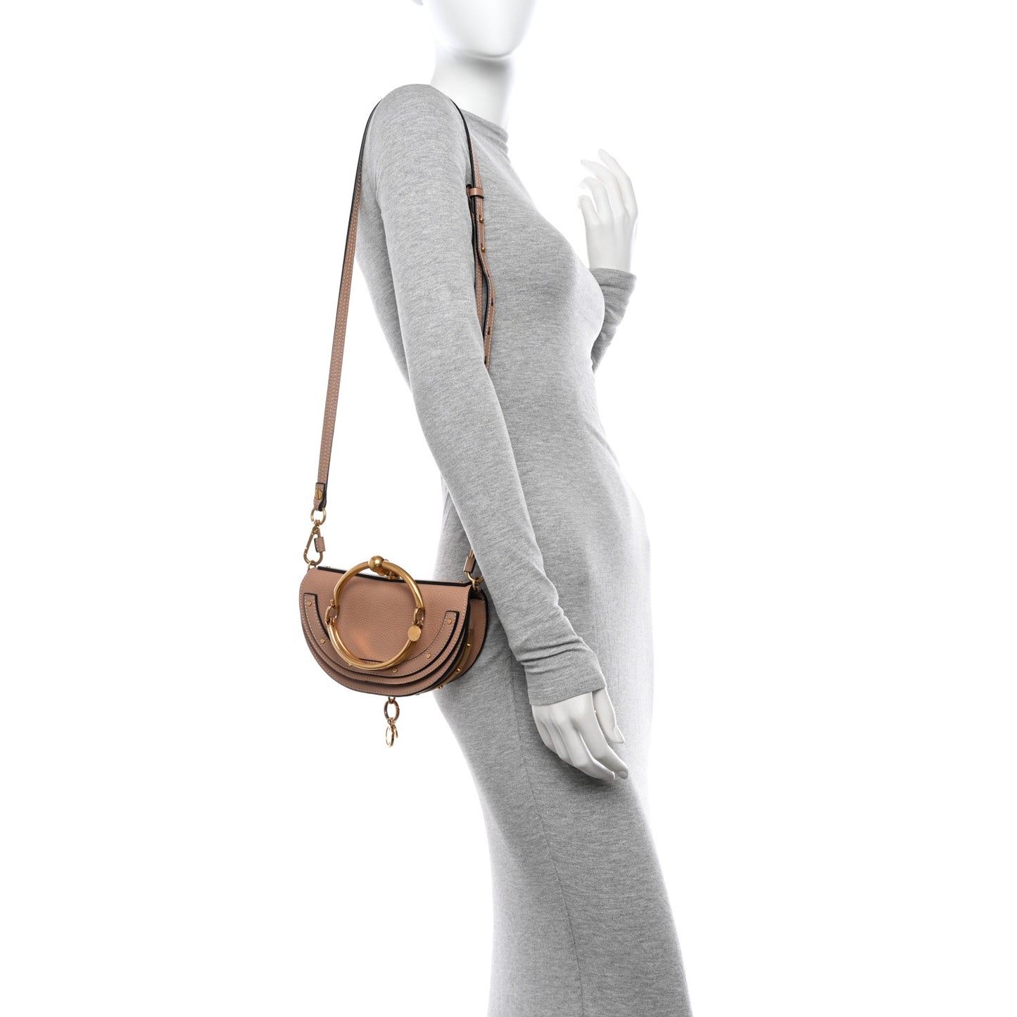 Calfskin Small Nile Bracelet Minaudiere Bag Biscotti Beige