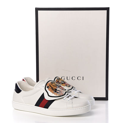 Gucci Calfskin Ayers Web Tiger Embroidered Mens Ace Sneakers 10.5 White 11 of 11