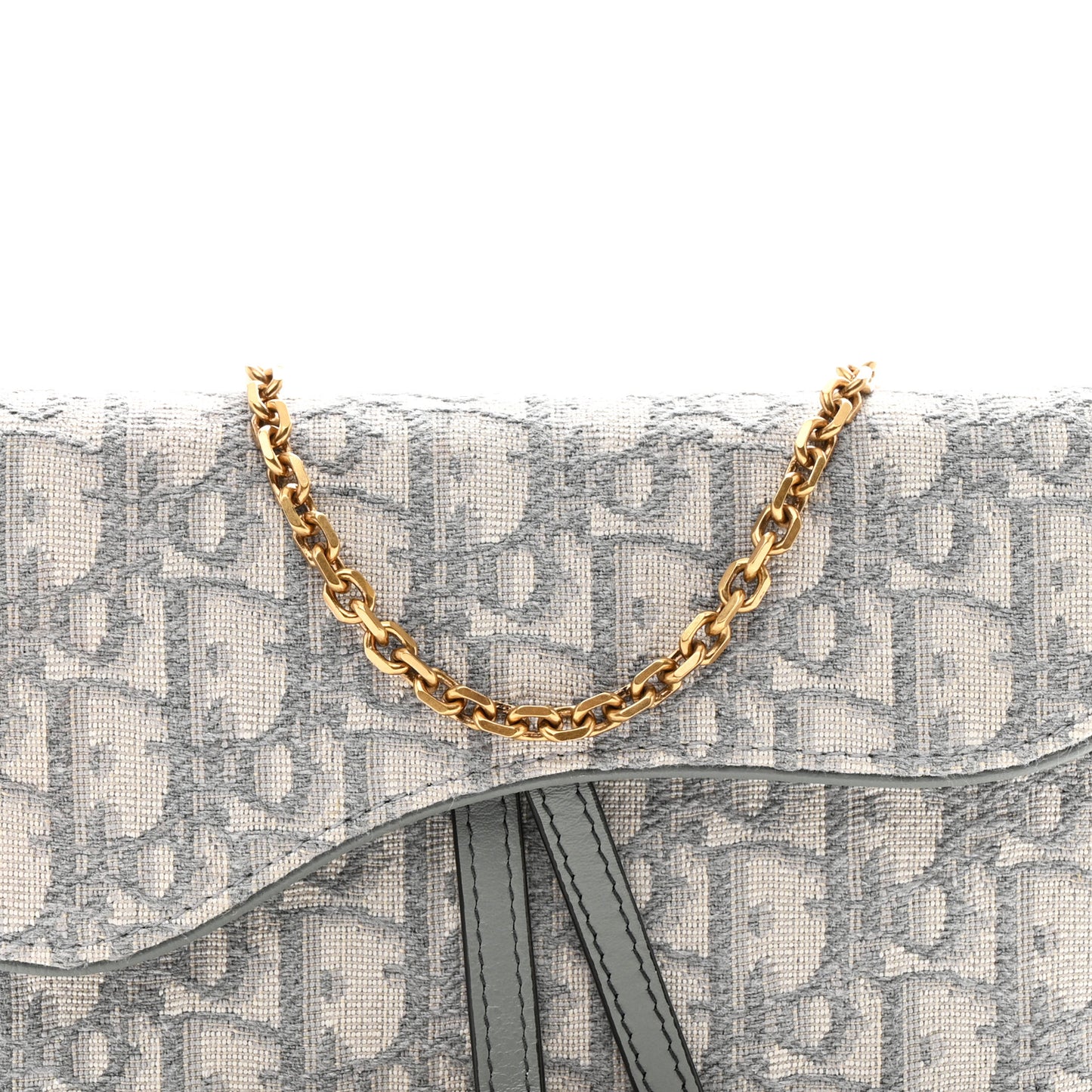 Oblique Saddle Chain Long Wallet Grey