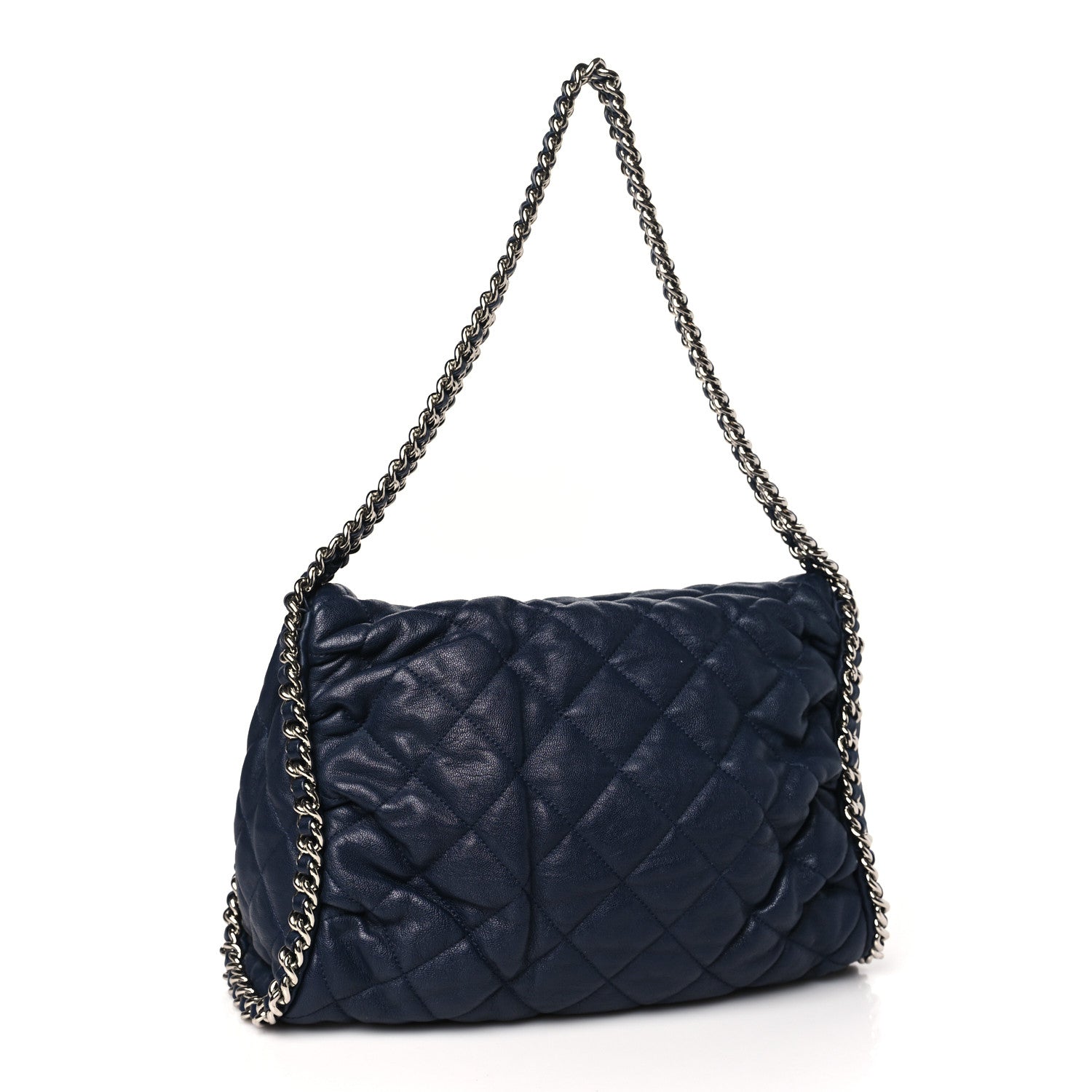 Chanel Washed Lambskin Chain Around Hobo Navy Blue 3 of 12