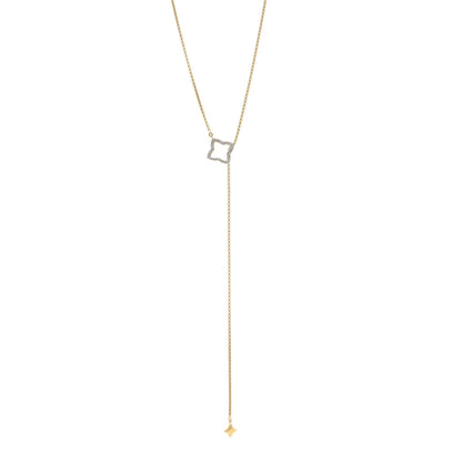 David Yurman 18K Yellow Gold Diamond Quatrefoil Lariat Necklace 1 of 4