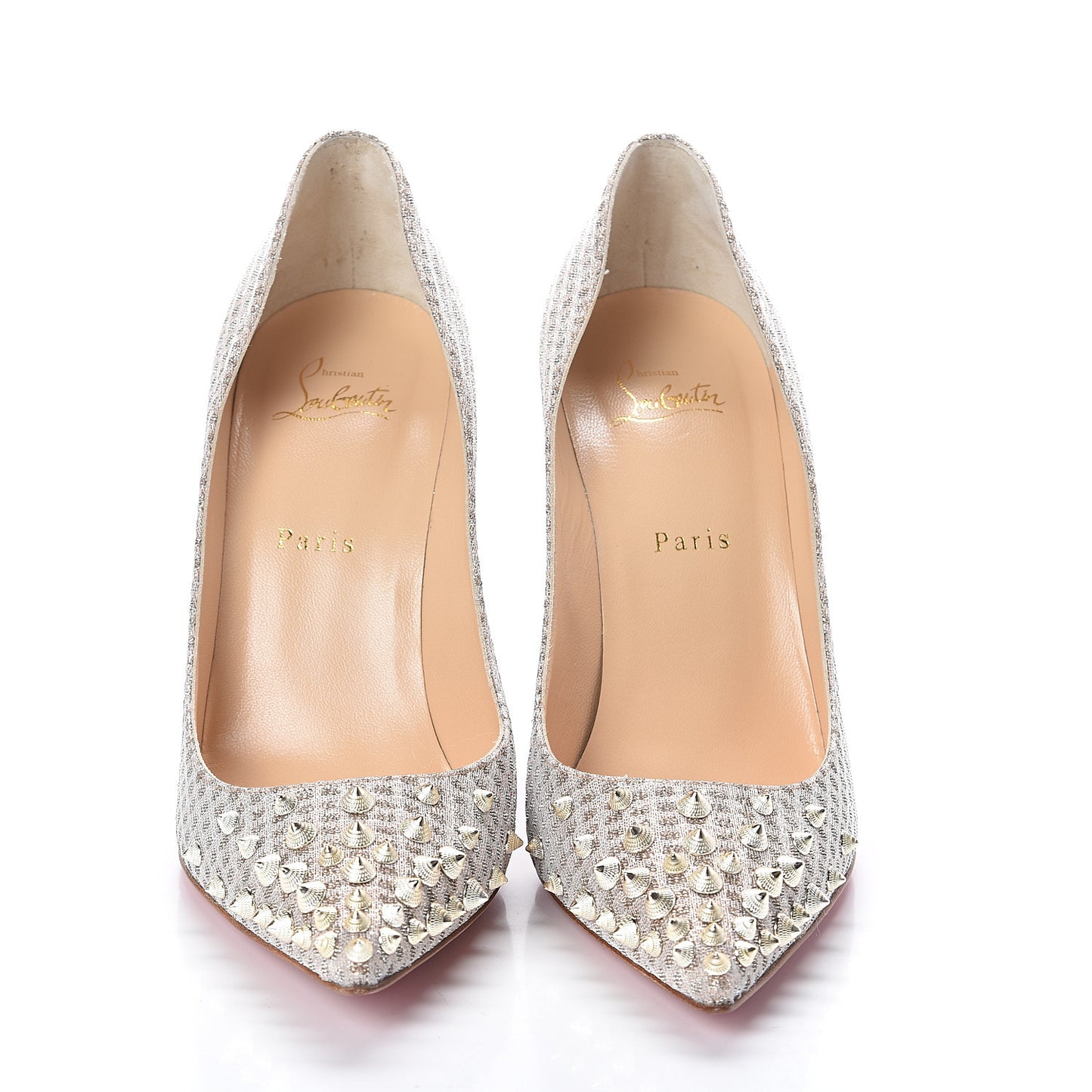 Metallic Lurex Spikyshell 100 Pumps 40.5 Nude White Gold