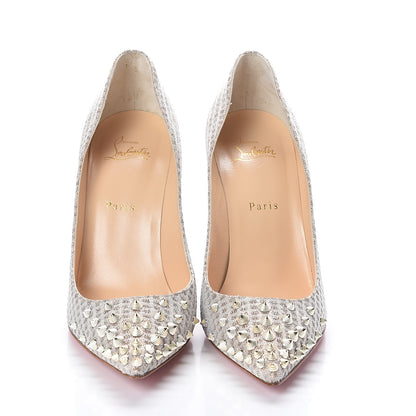 Christian Louboutin Metallic Lurex Spikyshell 100 Pumps 40.5 Nude White Gold 2 of 7