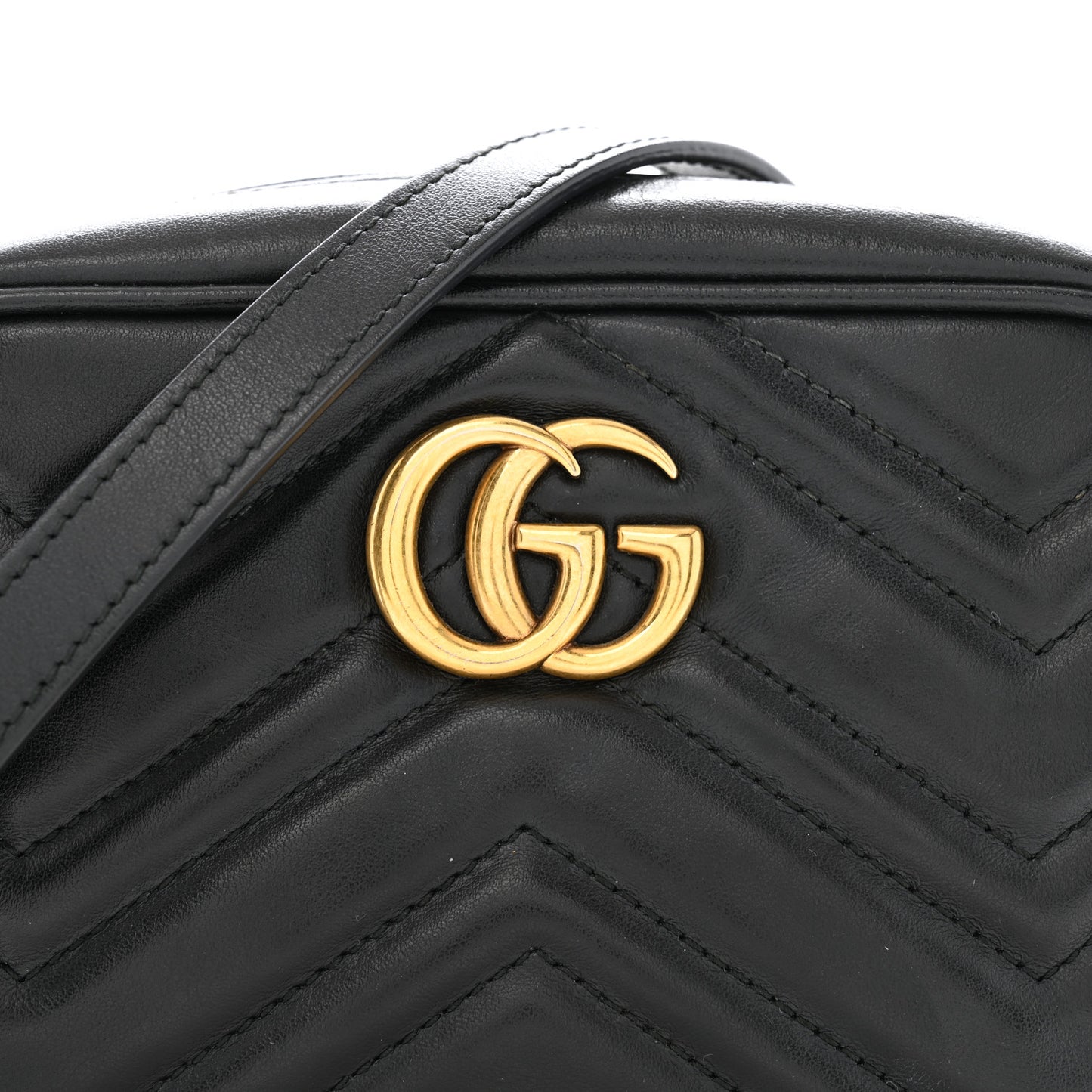 Calfskin Matelasse Mini GG Marmont Chain Shoulder Bag Black