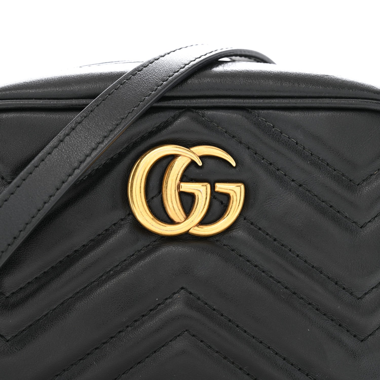 Gucci Calfskin Matelasse Mini GG Marmont Chain Shoulder Bag Black 8 of 10