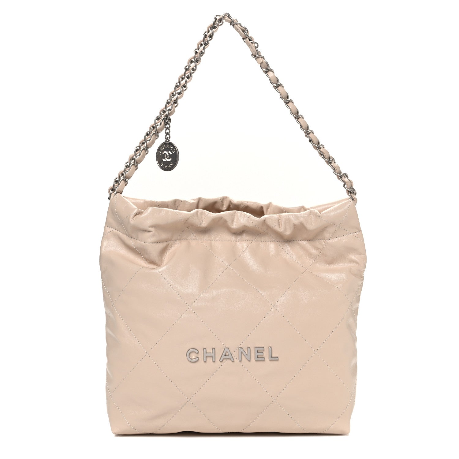 Chanel Shiny Calfskin Quilted Small Chanel 22 Ecru 1 of 11