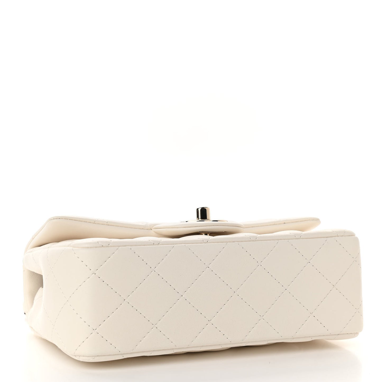 Lambskin Quilted Mini Rectangular Flap White