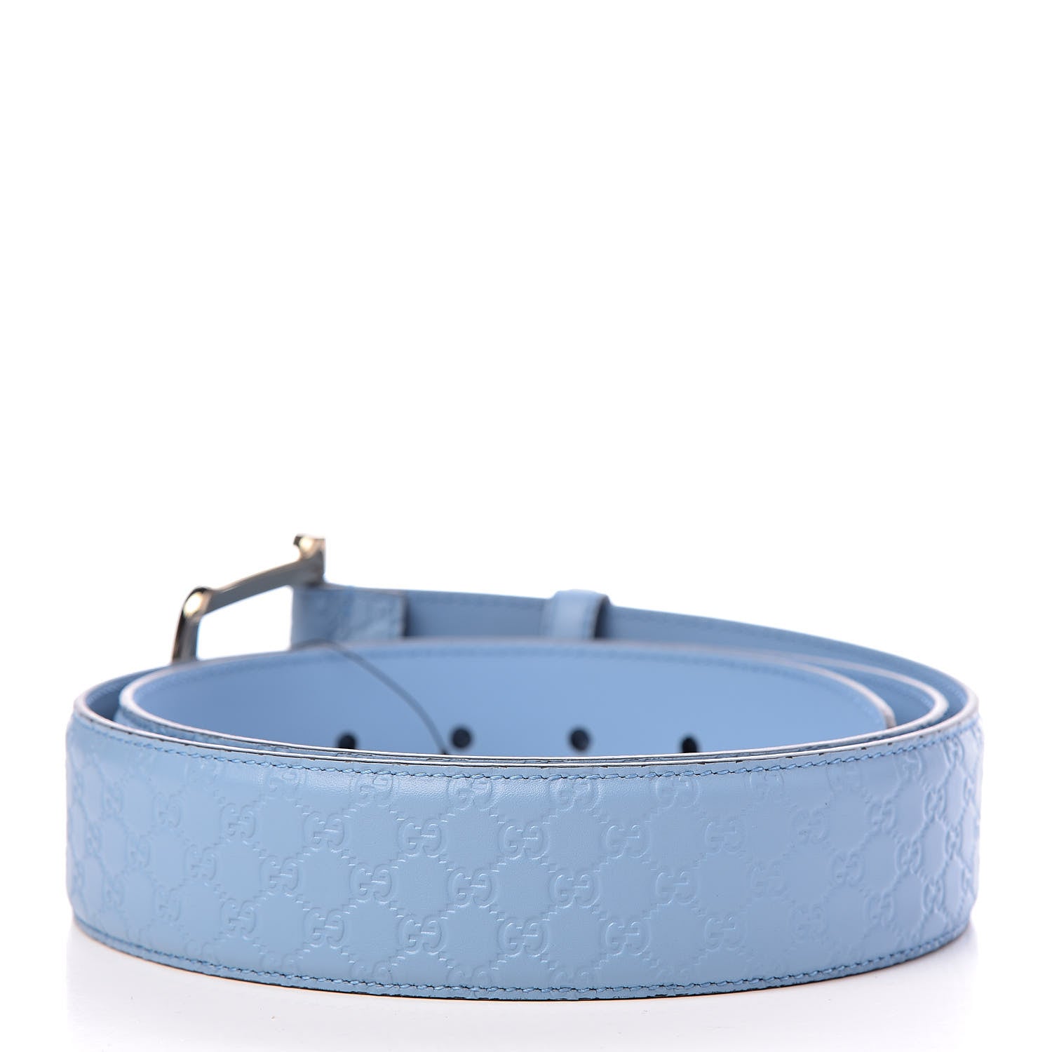Gucci Soft Microguccissima Margaux Calfskin Belt 105 42 Mineral Blue 3 of 6