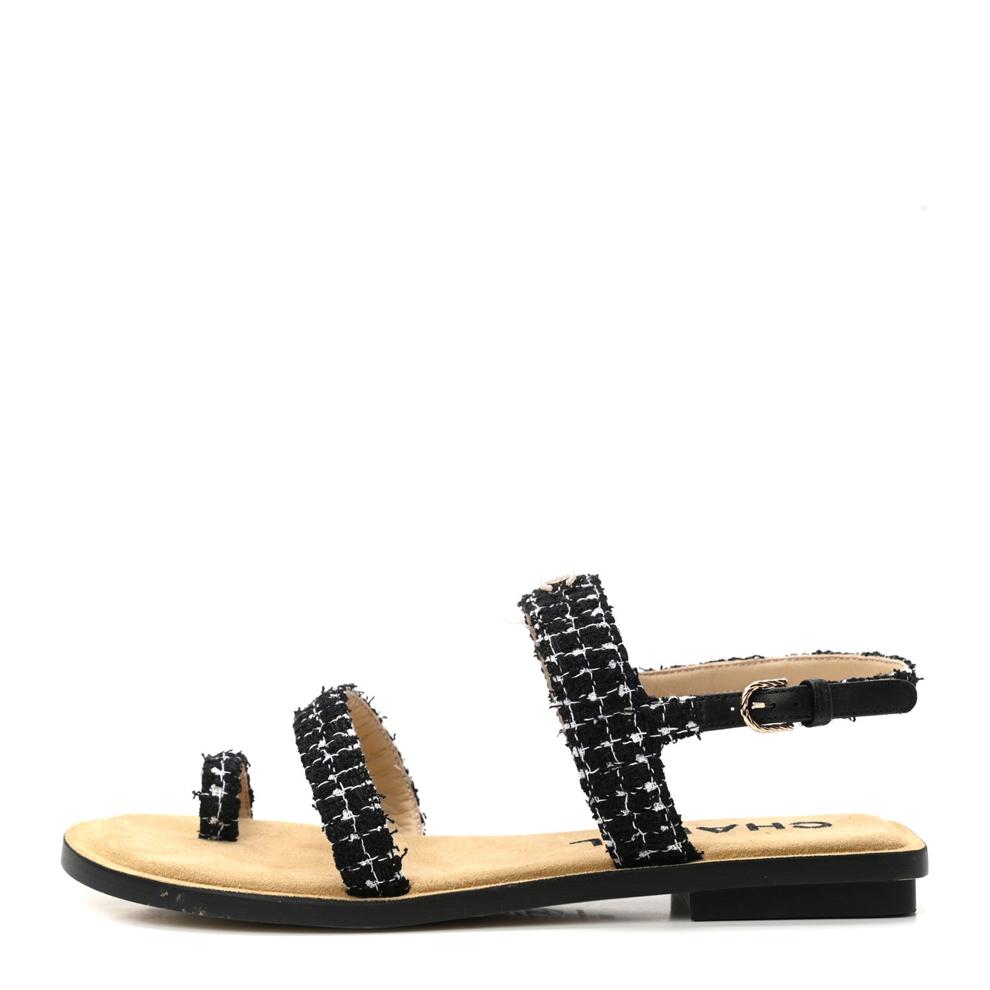 Tweed CC Sandals 38 Black White
