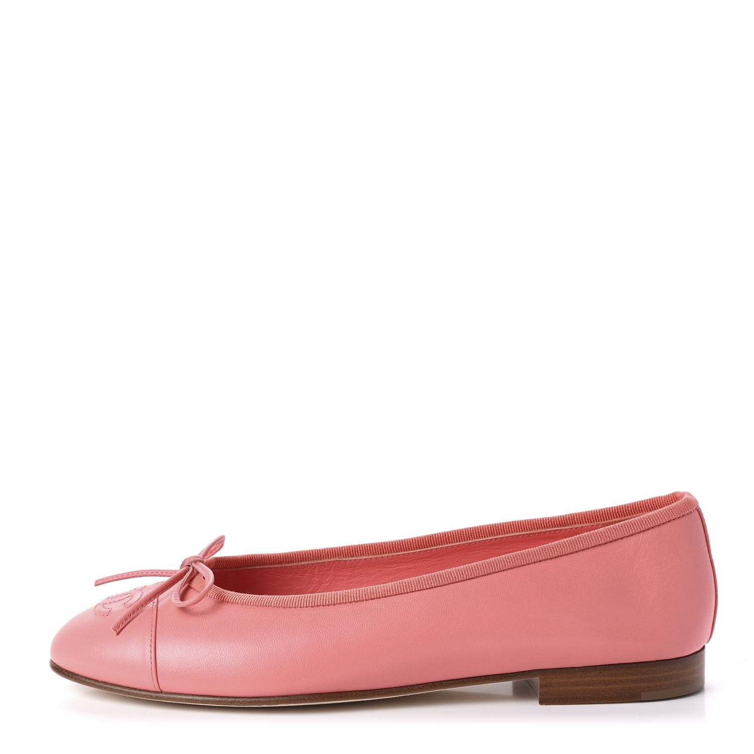 Chanel Lambskin Cap Toe CC Ballerina Flats 37.5 Pink 1 of 11