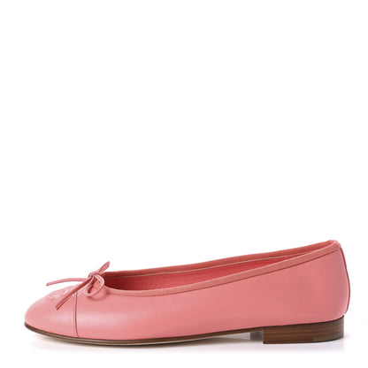 Chanel Lambskin Cap Toe CC Ballerina Flats 37.5 Pink 1 of 11