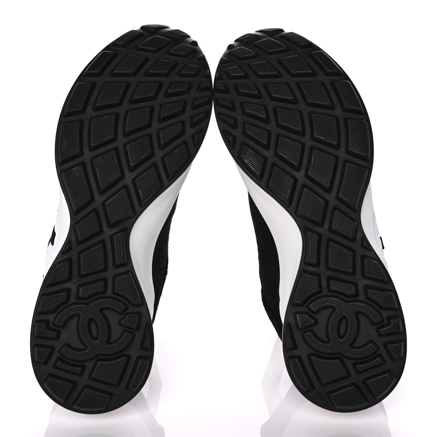 Chanel Fabric Suede Kidskin CC Sneakers 37.5 Dark Navy White 5 of 9