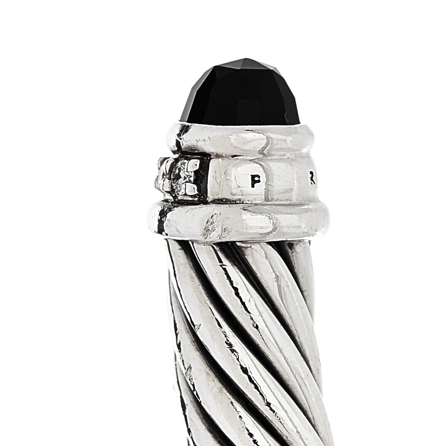 David Yurman Sterling Silver Diamond Black Onyx 5mm Cable Classics Bracelet 4 of 4