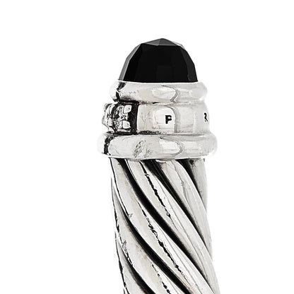 David Yurman Sterling Silver Diamond Black Onyx 5mm Cable Classics Bracelet 4 of 4