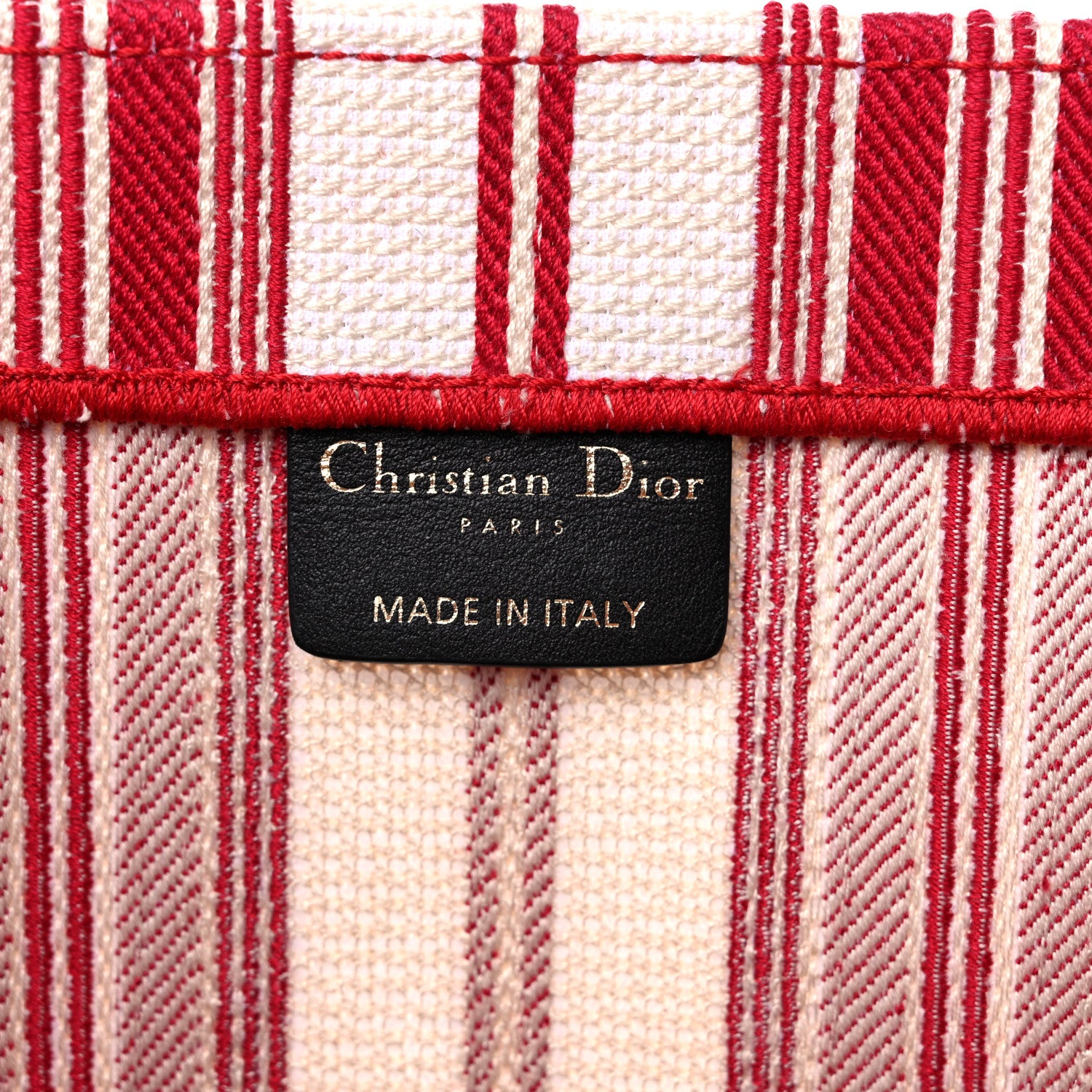 Christian Dior Canvas Embroidered Mykonos Large Striped Book Tote Red 6 of 10