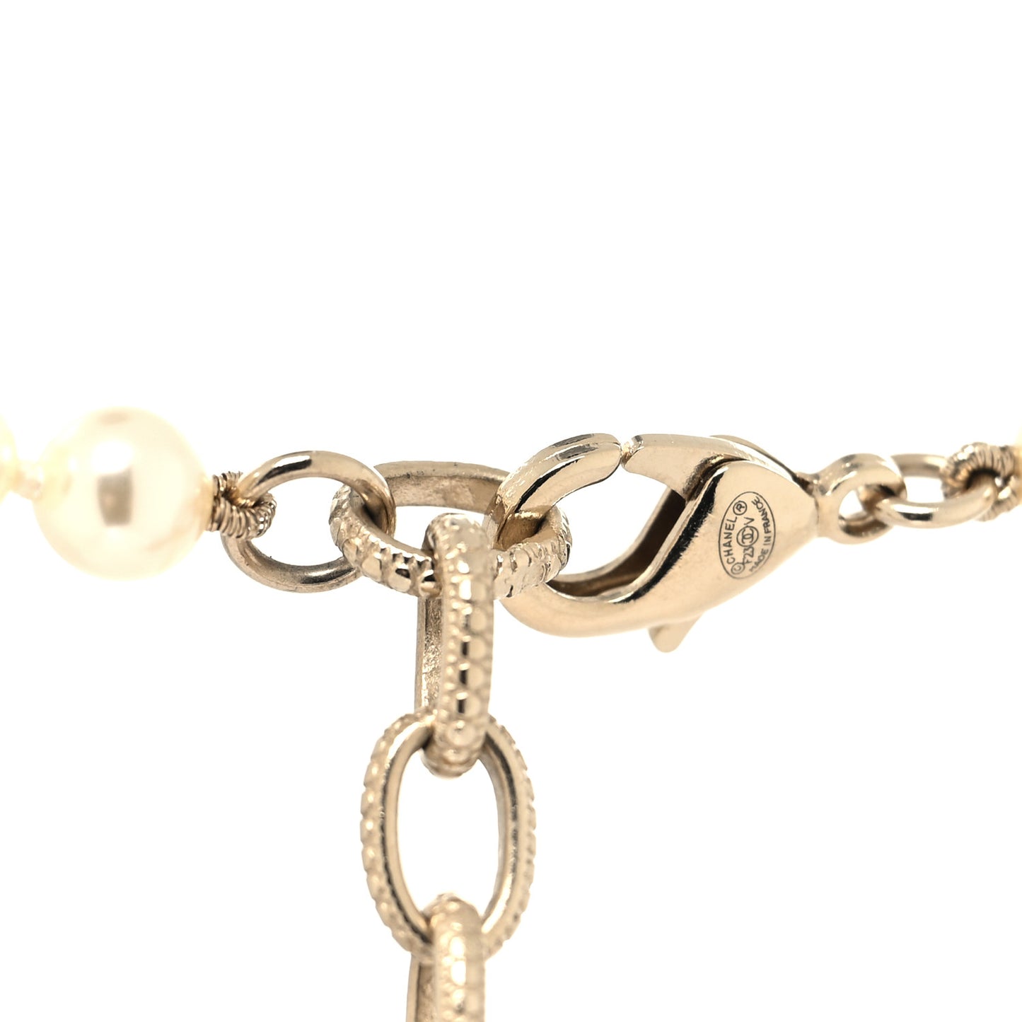 Pearl CC 100th Anniversary Necklace Light Gold