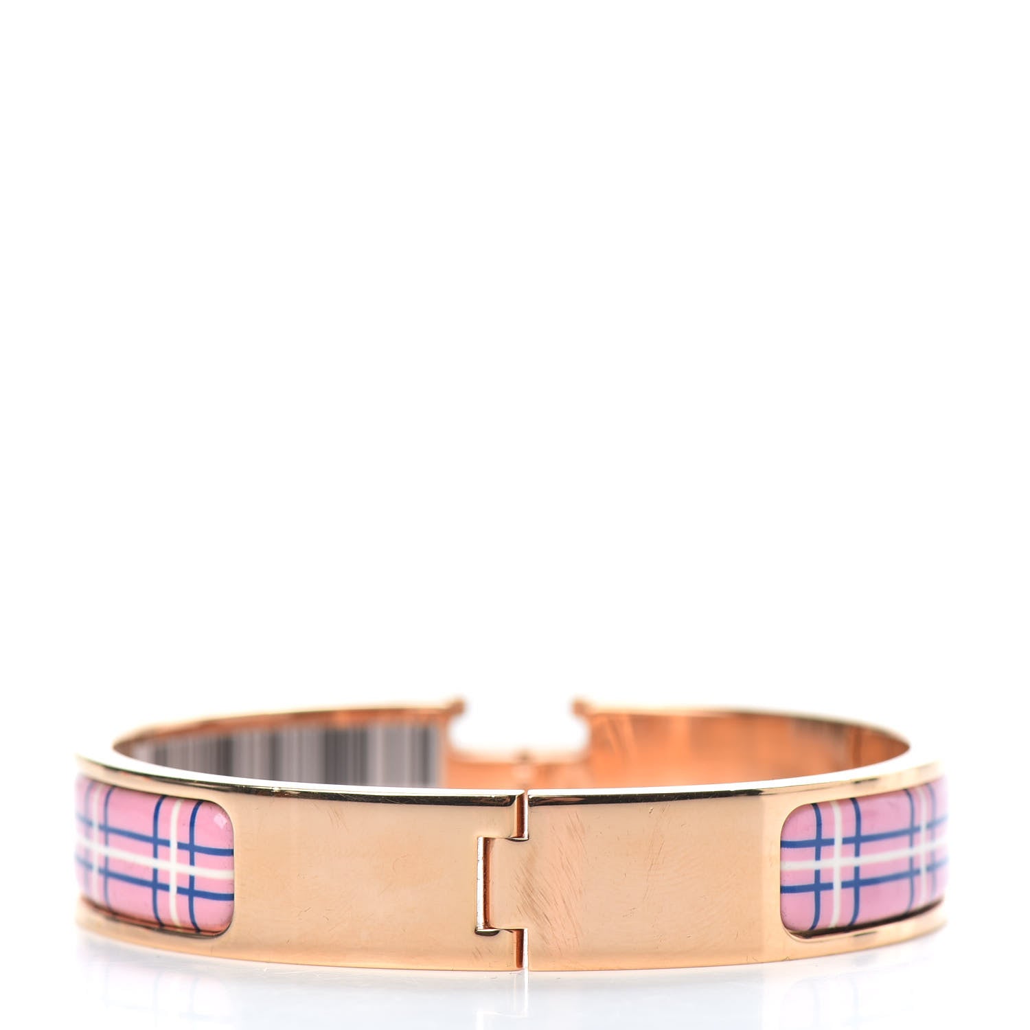 Hermes Enamel Narrow Clic Clac H Tartan Bracelet PM Pink Delirium 3 of 6