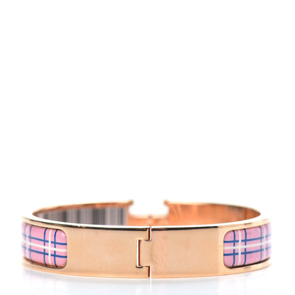 Hermes Enamel Narrow Clic Clac H Tartan Bracelet PM Pink Delirium 3 of 6