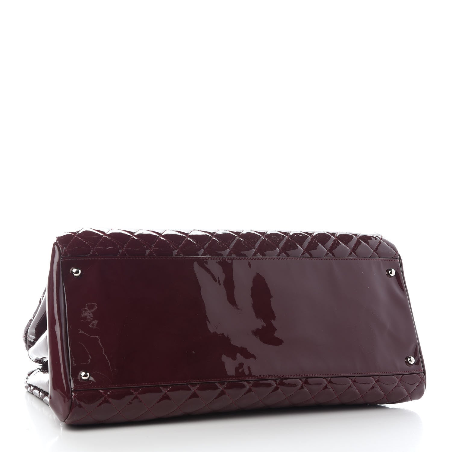 Chanel Patent Quilted Large Just Mademoiselle Bowling Bag Plum 3 of 8