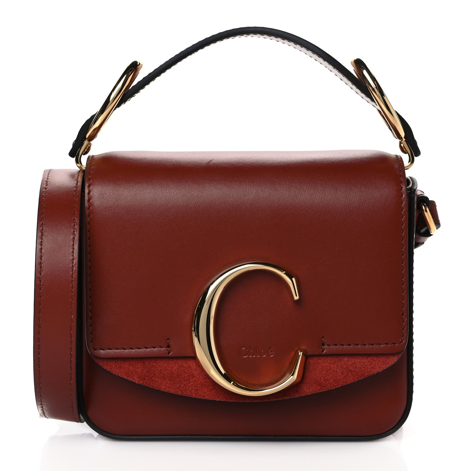 Chloe Shiny Calfskin Suede Mini C Bag Sepia Brown 1 of 10